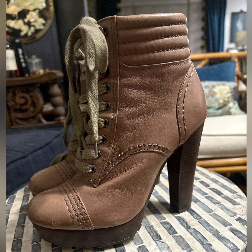 Donna Karen soft brown‎ leather winter boots size 7.5